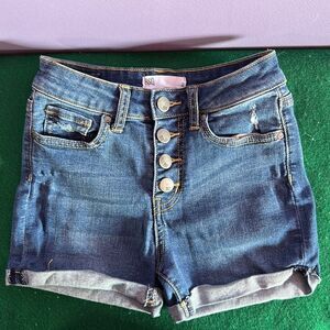 RSQ Sunset High Rise Denim Shorts Button Front Size 8 Girl’s Jean Cutoffs